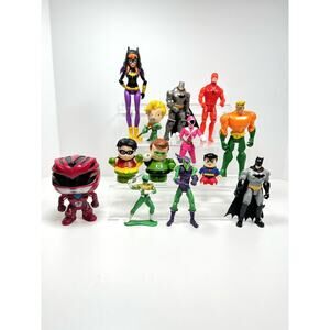 Super Hero Action Figures Lot Power Rangers Batman Aquaman Superman Green Latern